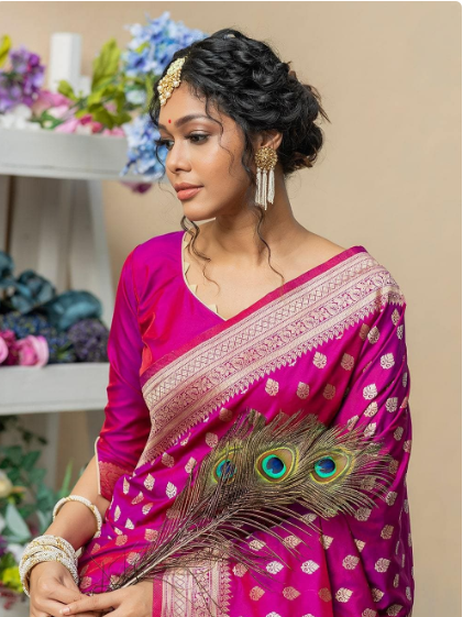 Magenta Purple Banarasi Butti Saree