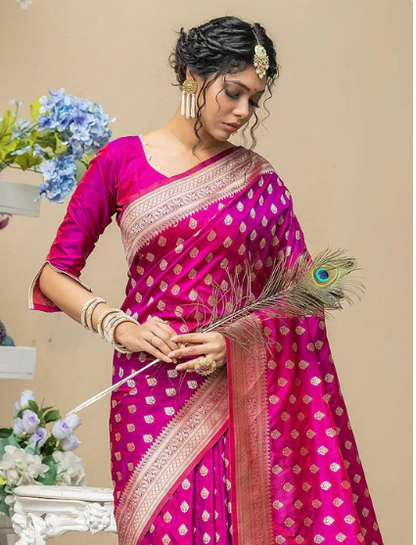 Magenta Purple Banarasi Butti Saree