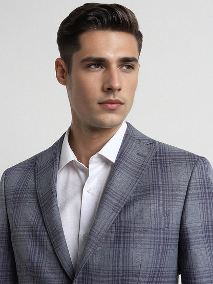 Checkered Single Breasted Formal Blazer