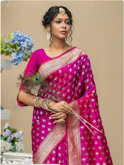 Magenta Purple Banarasi Butti Saree