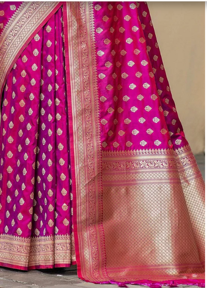 Magenta Purple Banarasi Butti Saree