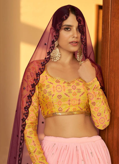 Light Pink Georgette Wedding Wear Lehenga Choli