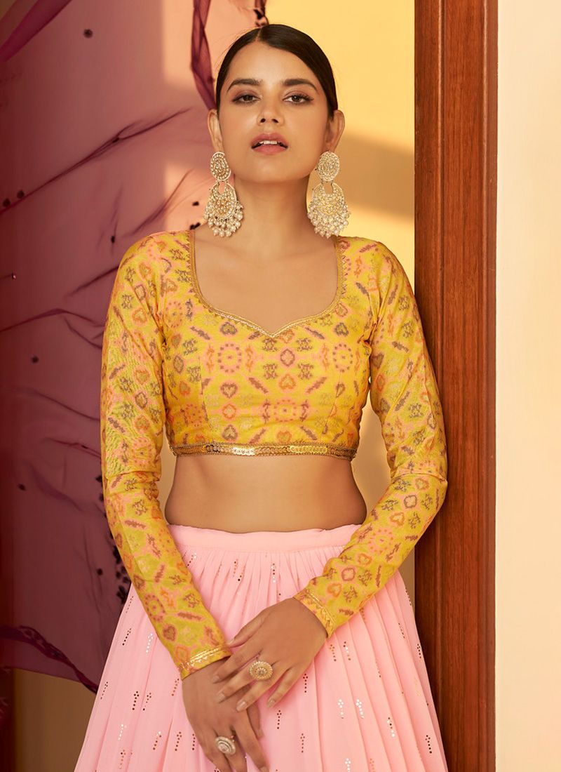 Light Pink Georgette Wedding Wear Lehenga Choli