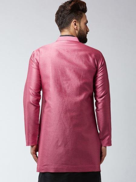 Men Pink Silk Sherani Set Unique Design ork