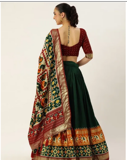 Tussar Silk With Patola Print With Foil Work Lehenga Choli