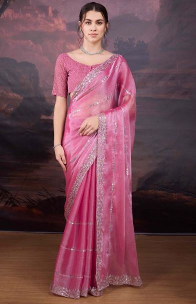 House of Pataudi Embroidered Saree With Blouse by Myntra