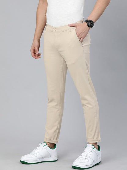 Combraided Slim Fit Men Grey Trousers