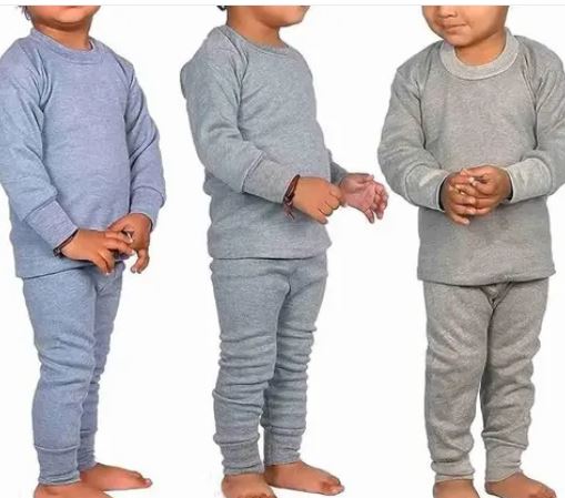 Baby kids boys and girls round neck set milanch thermal warmer woollen inner and pajami set latest winter wear fine woollen cloth fabric verry good and nice product kids boy and girls soft and fine milanch therma winter wear ( Pack of 3 set )