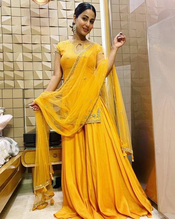 Yellow Embroidery Georgette Wedding Wear Sharara Suit