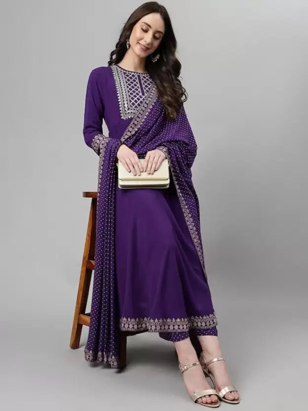 Bandhani Print Anarkali Kurta with Pants & Dupatta