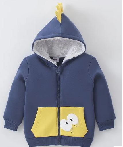 toddler Kookie Kids Fleece Knit Full Sleeves Sweatjacket With Spikes Hood & Kangaroo Pocket Detailing