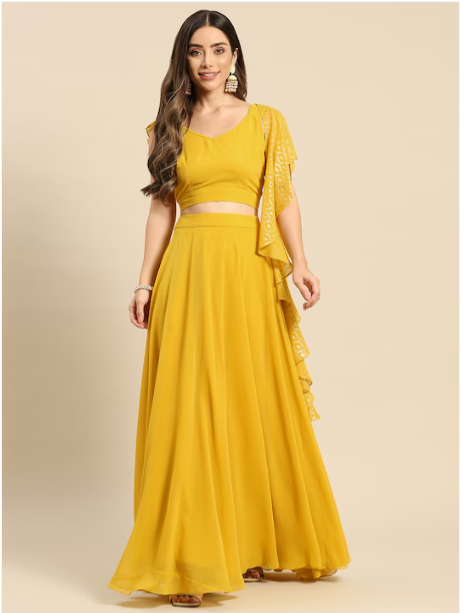 Yellow Ready to Wear Lehenga & Blouse With Dupatta