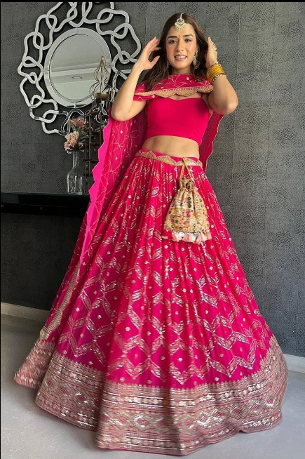 Bright Pink Embroidered Work Designer Lehenga Choli