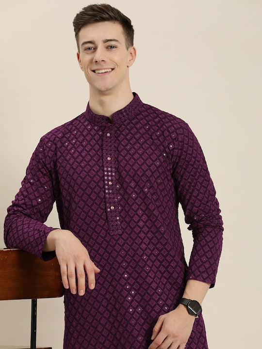 Men Ethnic Motifs Embroidered Chikankari Kurta