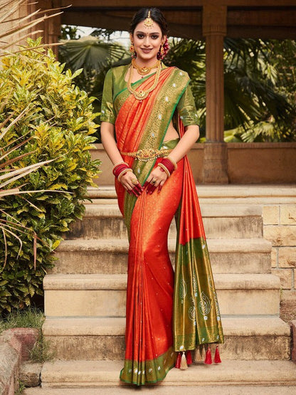 Ethnic Motifs Woven Design Zari Kanjeevaram Sarees