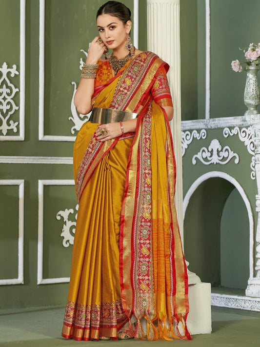 Woven Design Zari Silk Cotton Mysore Silk Saree