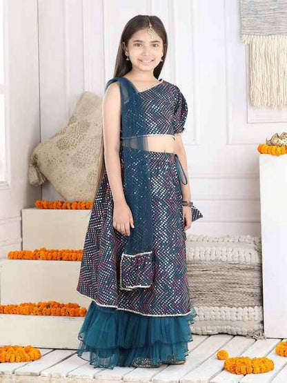 Cutiekins Girls Embroidered Sequinned Ready to Wear Lehenga Choli With Dupatta by Myntra