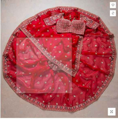 Stylish Red Color Thread Work Rangoli Silk Saree