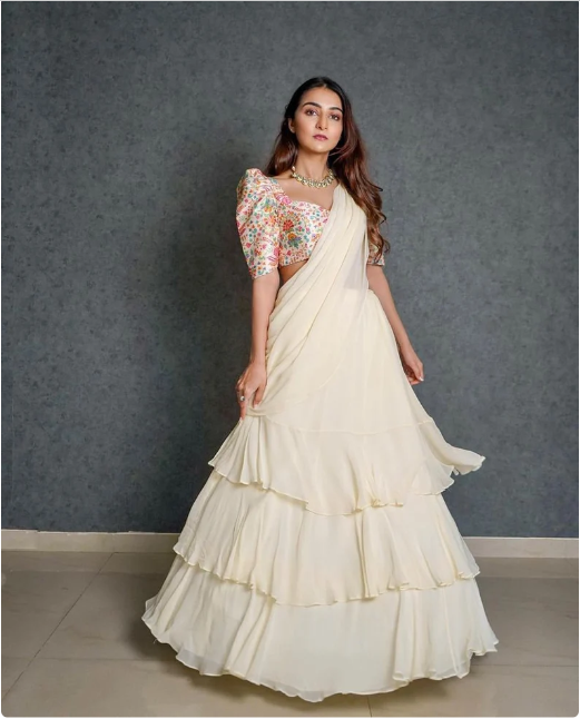 Off White Colour New Superhit Trending Designer Lehenga-Saree