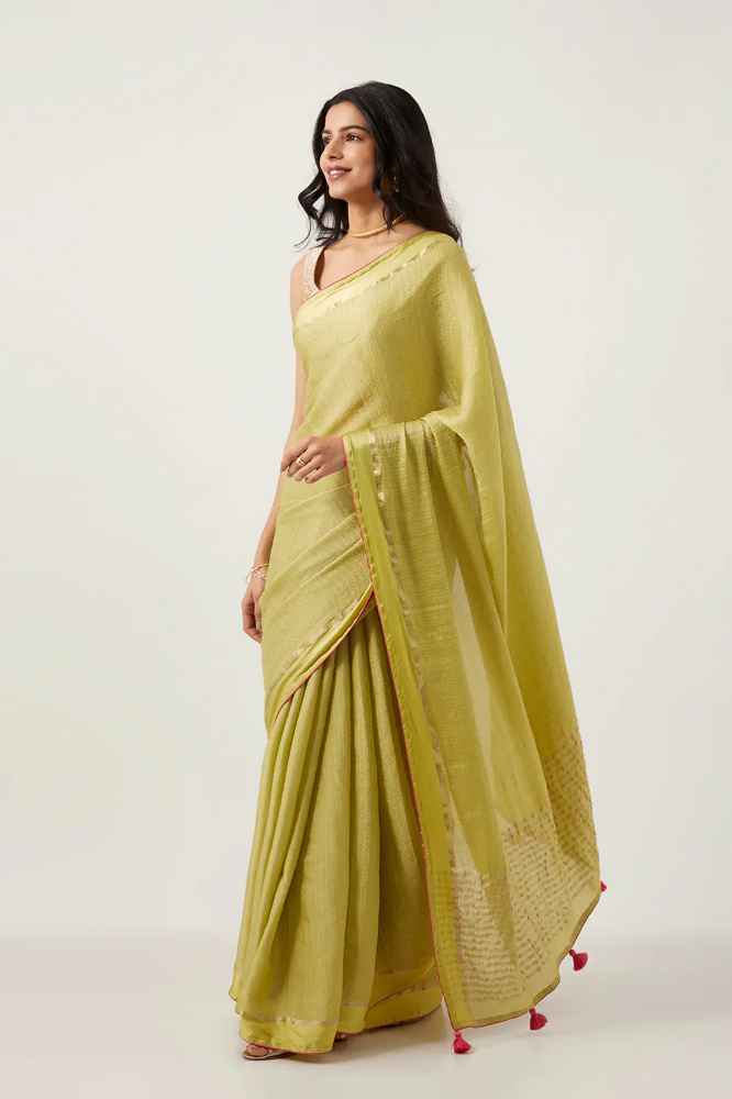 Light Green Pure Crepe Nouveau Saree