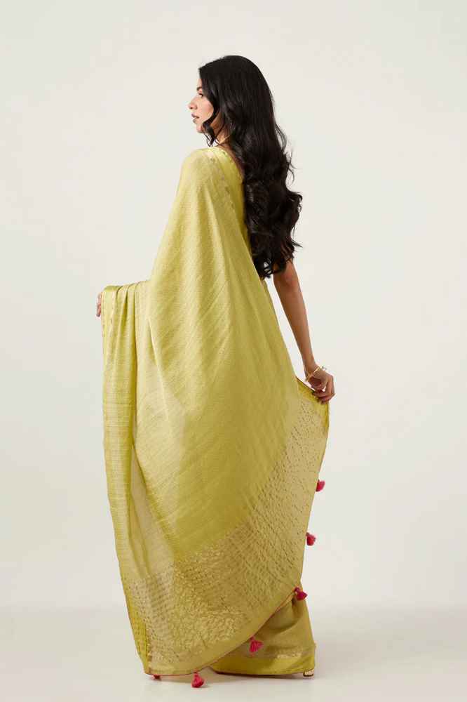 Light Green Pure Crepe Nouveau Saree