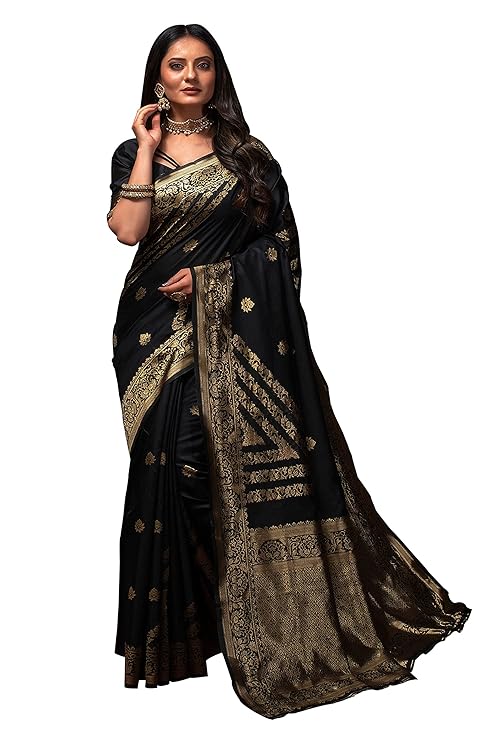 Lilots Women's Designer Banarasi Silk Jacquard Designer Saree With Blouse Piece