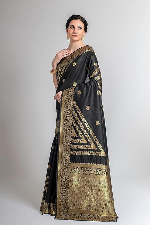 Lilots Women's Designer Banarasi Silk Jacquard Designer Saree With Blouse Piece