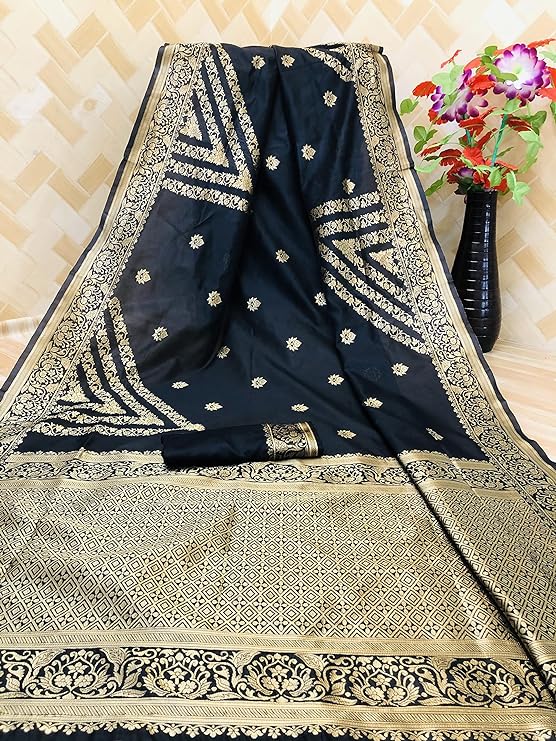 Lilots Women's Designer Banarasi Silk Jacquard Designer Saree With Blouse Piece