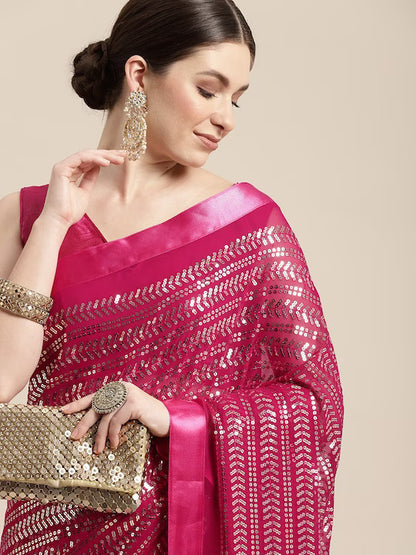 VAIRAGEE Embellished Sequinned Celebrity Saree by Myntra