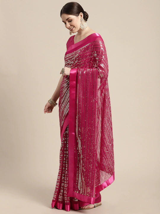 VAIRAGEE Embellished Sequinned Celebrity Saree by Myntra