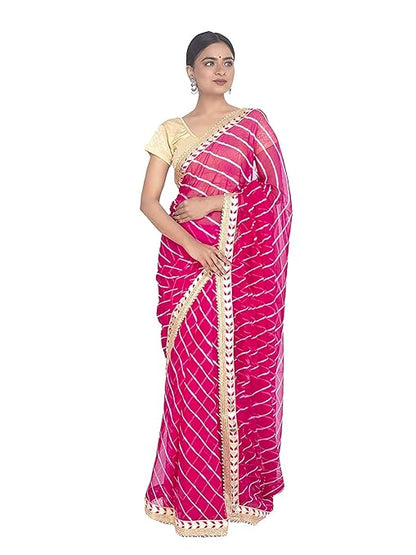 PK HUB Women's Leheriya Chiffon Saree