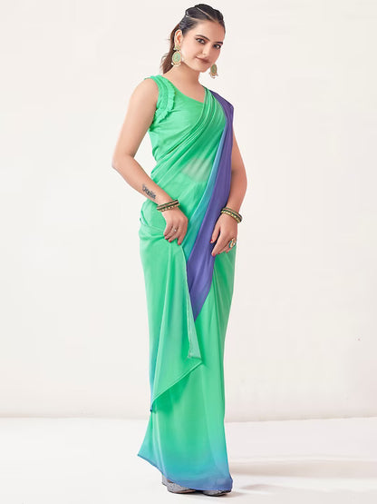 Kalista Ombre Dyed Poly Georgette Ready to Wear Saree by Myntra