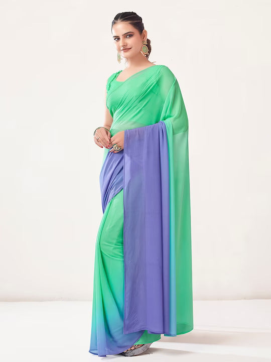 Kalista Ombre Dyed Poly Georgette Ready to Wear Saree by Myntra