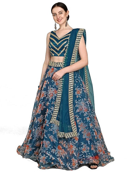 ANARA Solid Lehenga Choli Set with Dupatta For Women