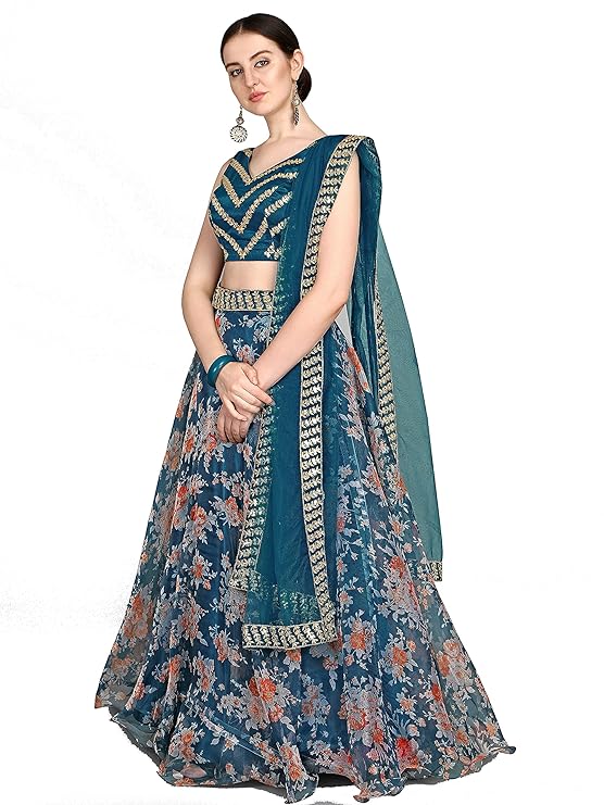 ANARA Solid Lehenga Choli Set with Dupatta For Women