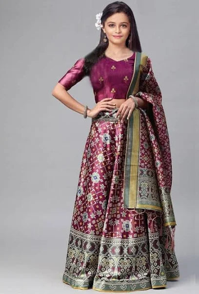 Closin Girls Lehenga Choli Ethnic Wear Printed Lehenga, Choli And Dupatta Set