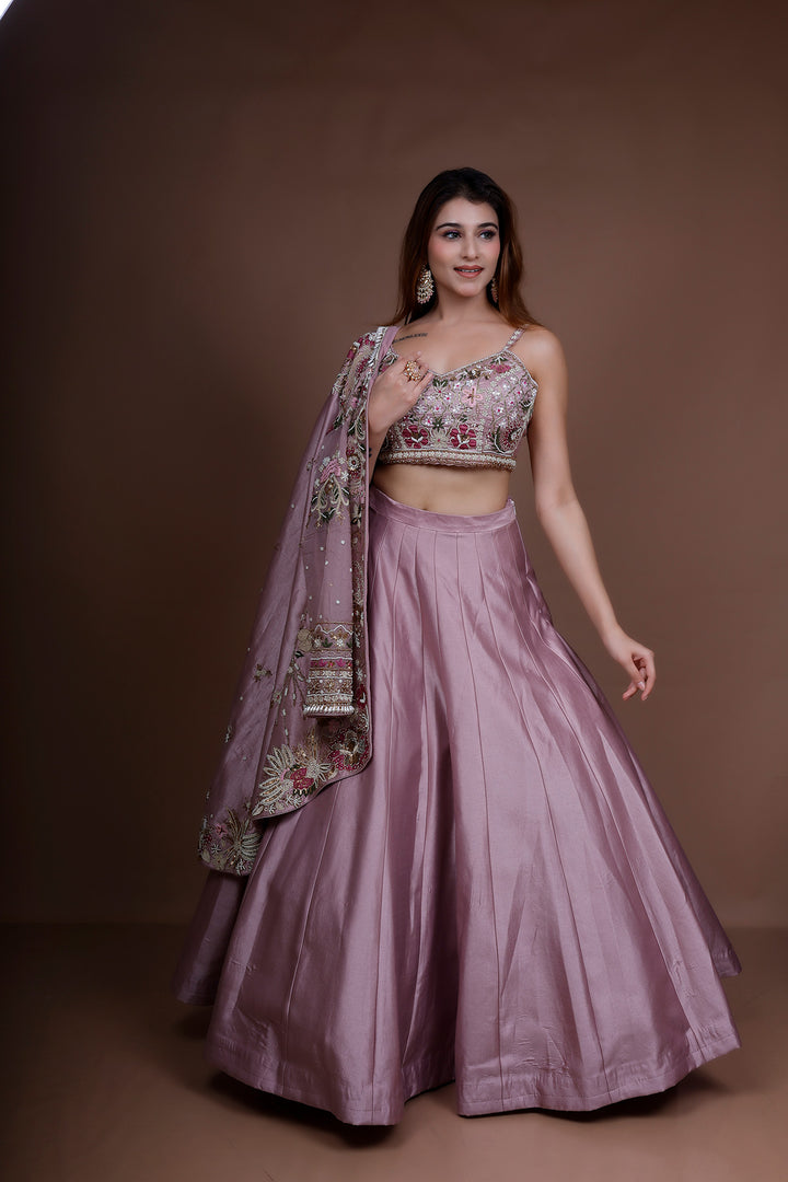 Lavender panelled sharara suit with Top and Jacket