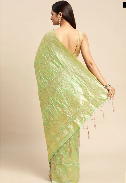 Pista green Color Designer Banarasi Silk Saree With Weaving Zari Work