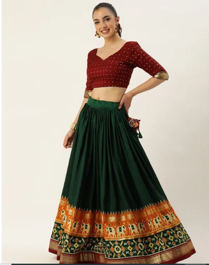 Tussar Silk With Patola Print With Foil Work Lehenga Choli