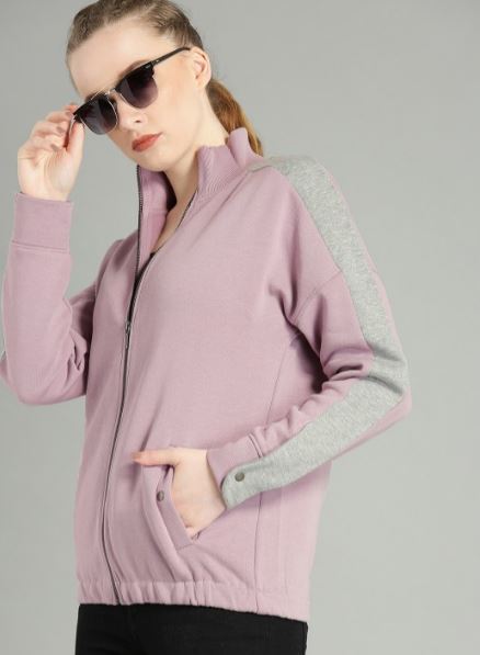 Lifestyle Co Women Lavender & Grey Solid Sweatshirt