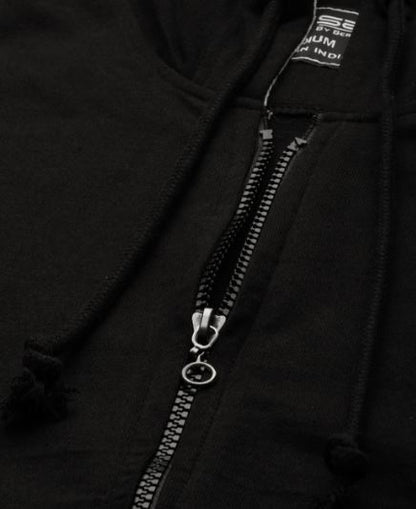 Men - Black Loose Fit Zip-through hoodie