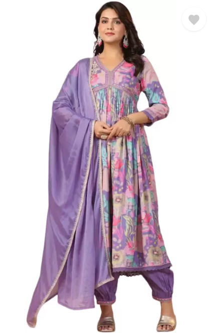 UPTHE  Floral Print Kurta, Salwar & Dupatta Set