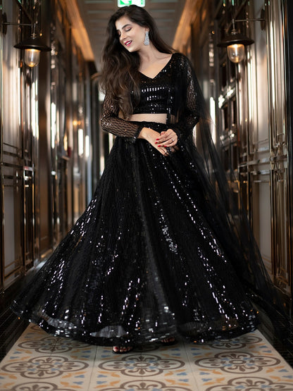 Label Shaurya Sanadhya Sequinned Ready to Wear Lehenga & Blouse With Dupatta by Myntra