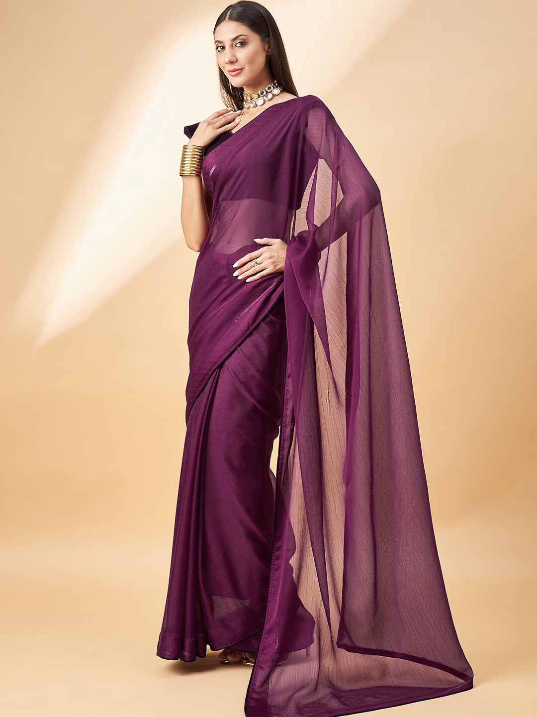 all about you Pure Chiffon Saree by Myntra