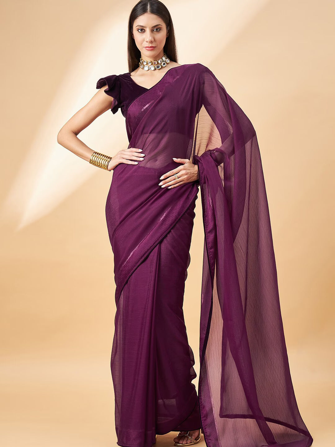 all about you Pure Chiffon Saree by Myntra