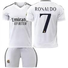 Real Madrid New Season White Multicolor Ronaldo 07 Football Jersey Set for Kids and Adults