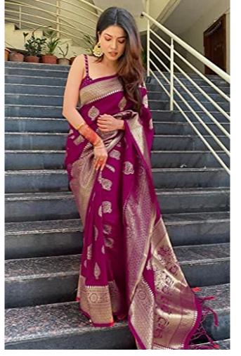 C J Enterprise Women's Banarasi Saree Pure Kanjivaram Silk Saree Soft Design Wear Pattu Sarees Latest Cotton With Blouse Piece