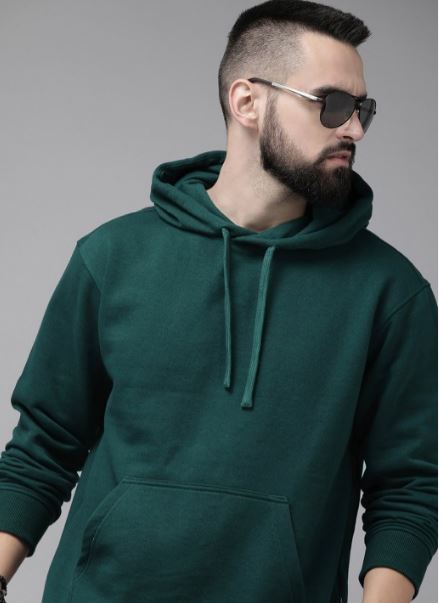 Men Solid Hooded Sweatshirt