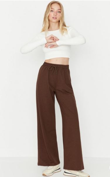 Brown Wide-Leg Sweatpants