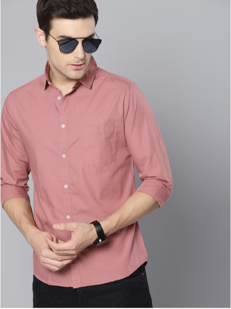 Men Pink Slim Fit Casual Shirt